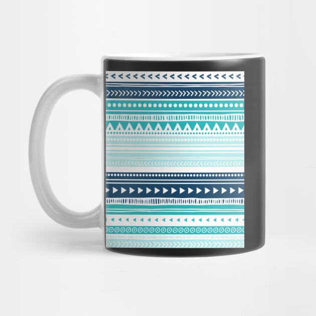 Blue Aqua White tribal pattern by dreamingmind